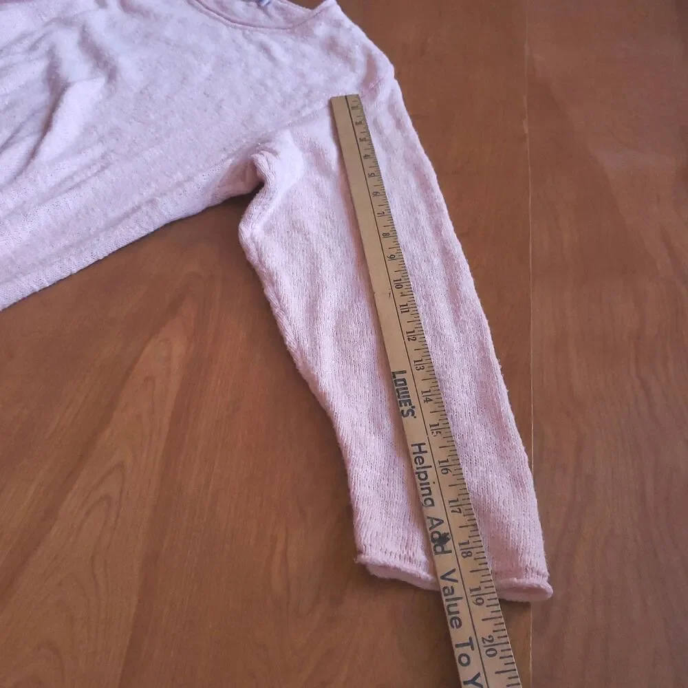 Lulu B Pink Roll Neck Sweater Womens XL 100% Cotton Asymmetrical Button Back